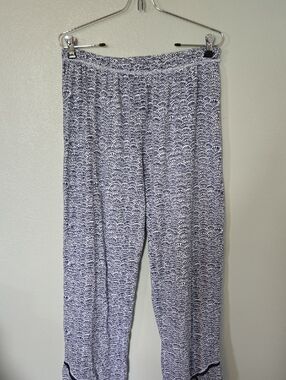 Garnet Hill | Blue Cotton Swoop Hem Pants Size Large